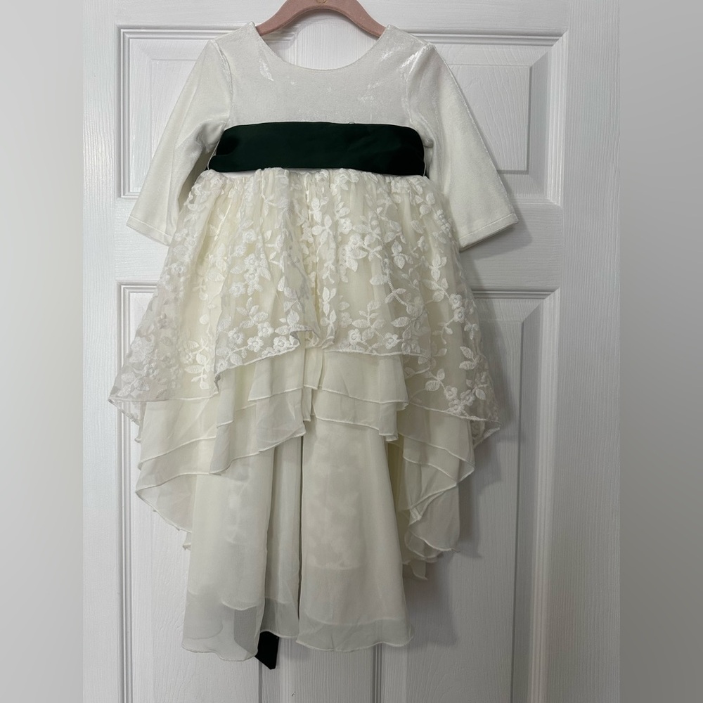 Smocked Sweets White Christmas Hi Low Lace Dress size 18/24M